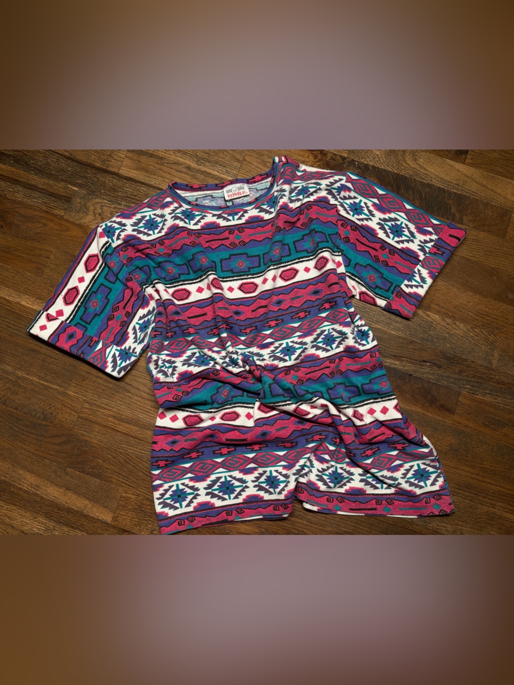 Vintage ‘85 Aztec Print Shirt - Pink, Teal & Purple